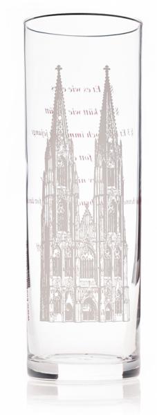 kölschglas mit dem Kölner Dom und dem kölschen  Grundgesetz bedruckt